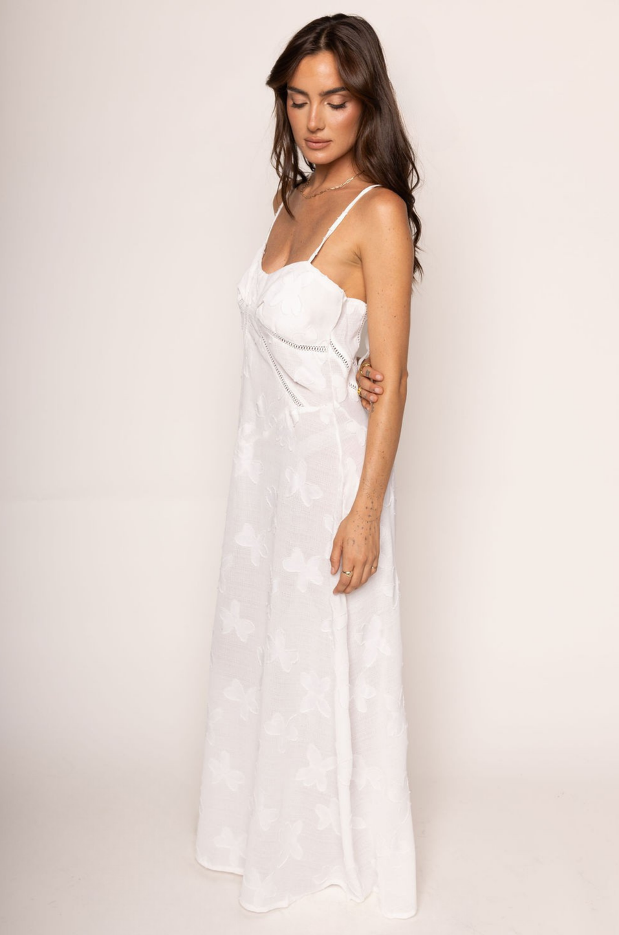Floral maxi dress
Back lace up tie
Adjustable spaghetti strap
Unlined
Partially sheer
white linen maxi dress
oversized cover up maxi dress