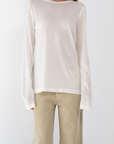 white Sheer long sleeve top
Crewneck
Unlined/Sheer
going out top