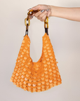 orange Sequin cotton mini purse
Inner lining
Magnetic clasp closure