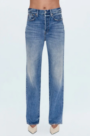 Super high rise straight leg jean
Button fly
Five pocket construction
No stretch
Waist: 25" / Waist: 25" / Rise: 11.5"
Cotton
Mid wash jeans
pistola denim