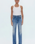 Super high rise straight leg jean
Button fly
Five pocket construction
No stretch
Waist: 25" / Waist: 25" / Rise: 11.5"
Cotton
Mid wash jeans
pistola denim