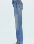 Super high rise straight leg jean
Button fly
Five pocket construction
No stretch
Waist: 25" / Waist: 25" / Rise: 11.5"
Cotton
Mid wash jeans
pistola denim