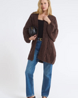 brown Fuzzy hand knit cardigan
Cable knit
Heavy gauge loose cable knit
Open cardigan
Acrylic/Polyester
brown cardigan
fall cardigan
fall sweater
fall outfit