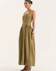 green Halter maxi dress
A-line silhouette
Paneled gathered
Drop waist design
Tie halter design
Square neckline
summer maxi dress
summer midi dress