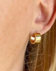 18k Gold chunky flat clicker hoop earrings