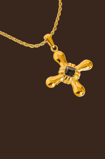 18K gold non-tarnish stone cross necklace
18K gold plating stainless steel
Pendant Size: 1.19"x1.41"
Chain Length: 19.96"
Extension Length: 2.17"
Lead and Nickel Free
Hypoallergenic
Water Resistant
gold and black cross necklace
