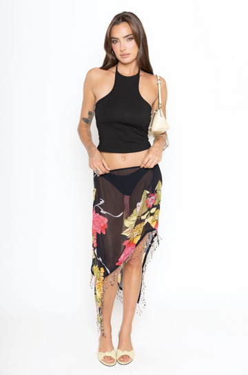 black Knit halter tank top
Adjustable neck tie
going out top