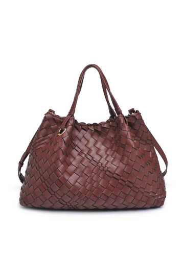 brown Woven tote bag
Spacious interior
Magnetic snap closure
Adjustable/detachable shoulder strap
Zip and slip