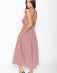 Gingham printed midi dress
Side pockets
Sleveless
Smocked bodice
Adjustable back tie
Open back
Unlined
burgundy gingham maxi dress
summer dress
fall dress
summer to fall transition dress