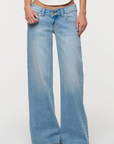 light vintage wash super low rise denim jeans