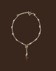 18k gold filled pearl and figaro rosary bracelet