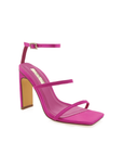 Tiaka by Billini is a classic bridal block heel. Heel height 10.5cm.
pink strappy square toe heel

high shaved block heel
open square toe
medium, flat twin strap on upper
T-ankle strap with adjustable buckle fastening
diamante encrusted buckle detailing
satin finish
exposed heel counter
synthetic lining and outsole