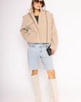 beige suede oversized jacket