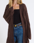 brown Fuzzy hand knit cardigan
Cable knit
Heavy gauge loose cable knit
Open cardigan
Acrylic/Polyester
brown cardigan
fall cardigan
fall sweater
fall outfit