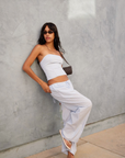 blue Striped tube top
Strapless
Inner rubber grip lining
Lace up back
Lined
spring outfit
