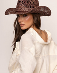 brown Raffia cowboy hat
Not bendable