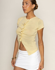 Knit button down short sleeve top
Button down closure
Open bottom hem line
Unlined
green yellow knit button down short sleeve top
going out top
cute going out top
summer top
spring top