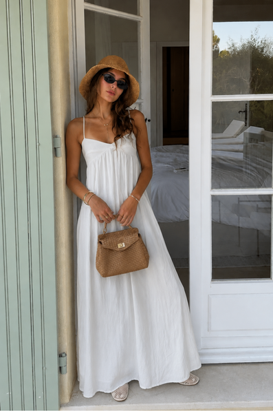 maxi dress bag Long Weekend All-Black Outfits: 50 Black-On-Black size-16-36-37 Meet linen’s cooler sister Cap & Gown Color:Emerald green