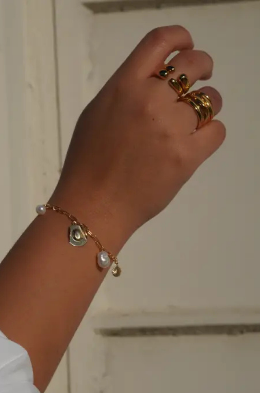 Gold dipped asymmetrical ring with opening
14k gold plating