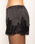 Satin mini shorts
Lace hem
Elastic waistband
black satin and lace shorts
thanksgiving outfit