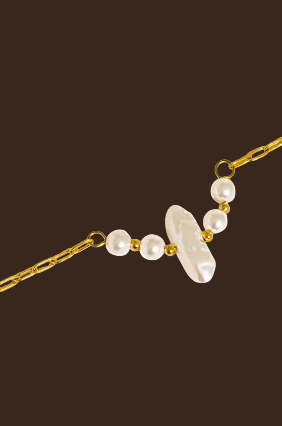 18K Gold Non-Tarnish Pearl Chain Bracelet