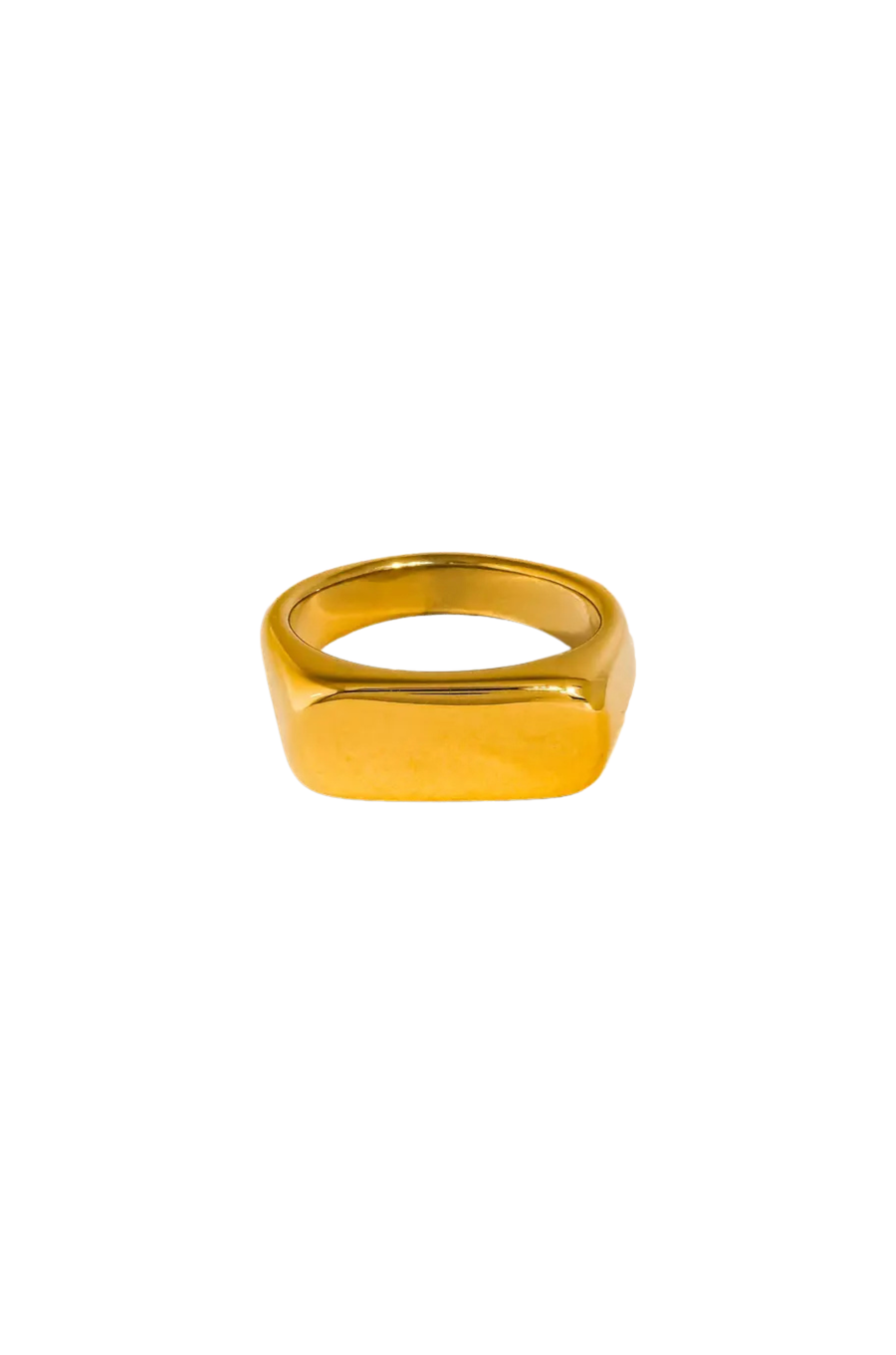18K Gold Non-Tarnish Classic Signet Ring
18K Gold Plating
Stainless Steel
Size 7 Measurement: 0.682 Diameter/2.14 Circumference
Lead-free/Nickel-safe/Hypoallergenic/Water Resistant
gold ring