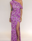 purple Floral printed maxi dress
Off the shoulder
Shirring on sides
Side slit
wedding guest dress
summer wedding guest dress