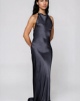 Soft shine maxi dress
High neckline
Low open back
Adjustable ties at the neck and back for a barely-there feel
Lined
black satin maxi dress
black satin wedding guest dress