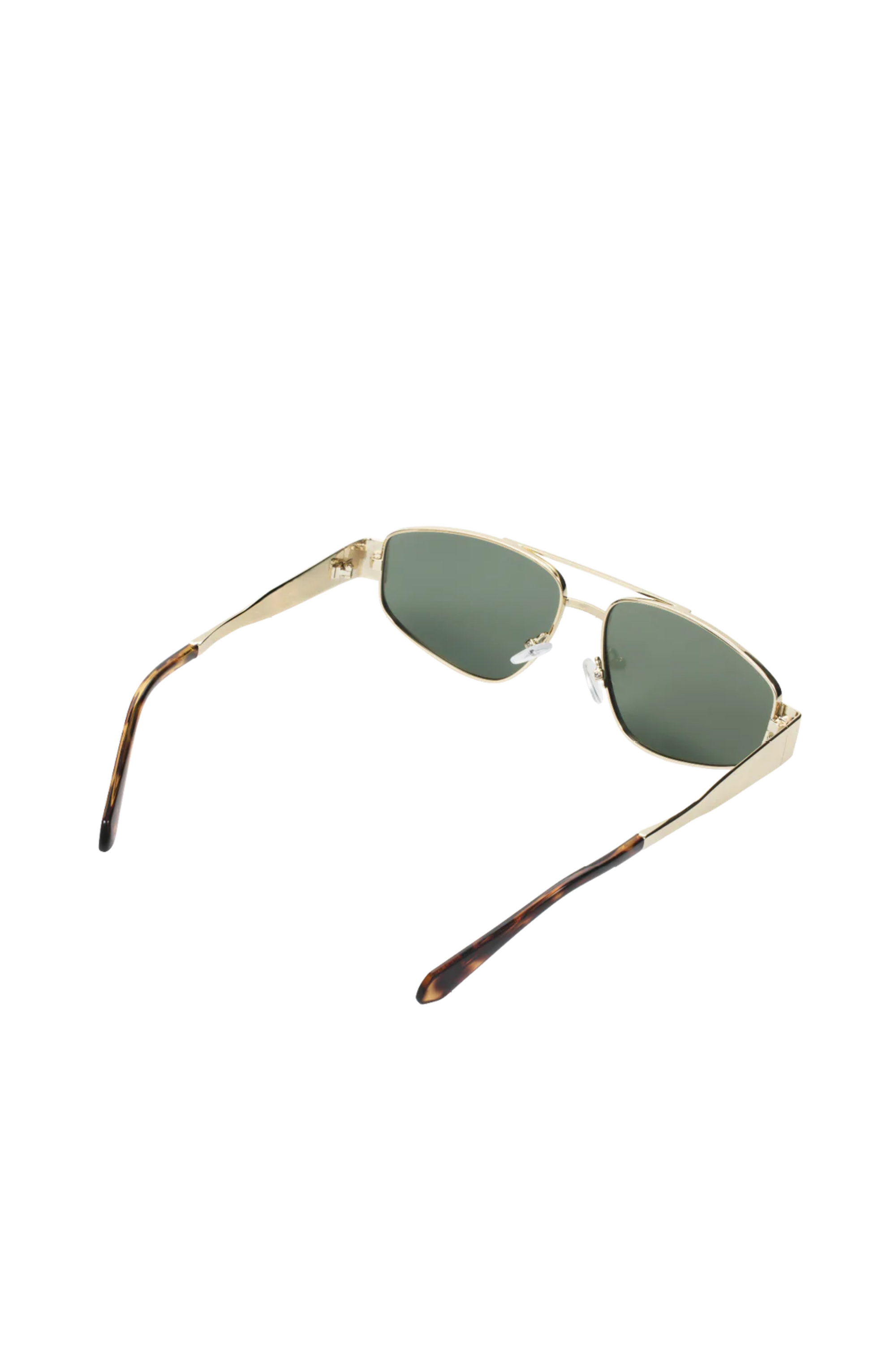 gold black and green Aviator-style sunglasses