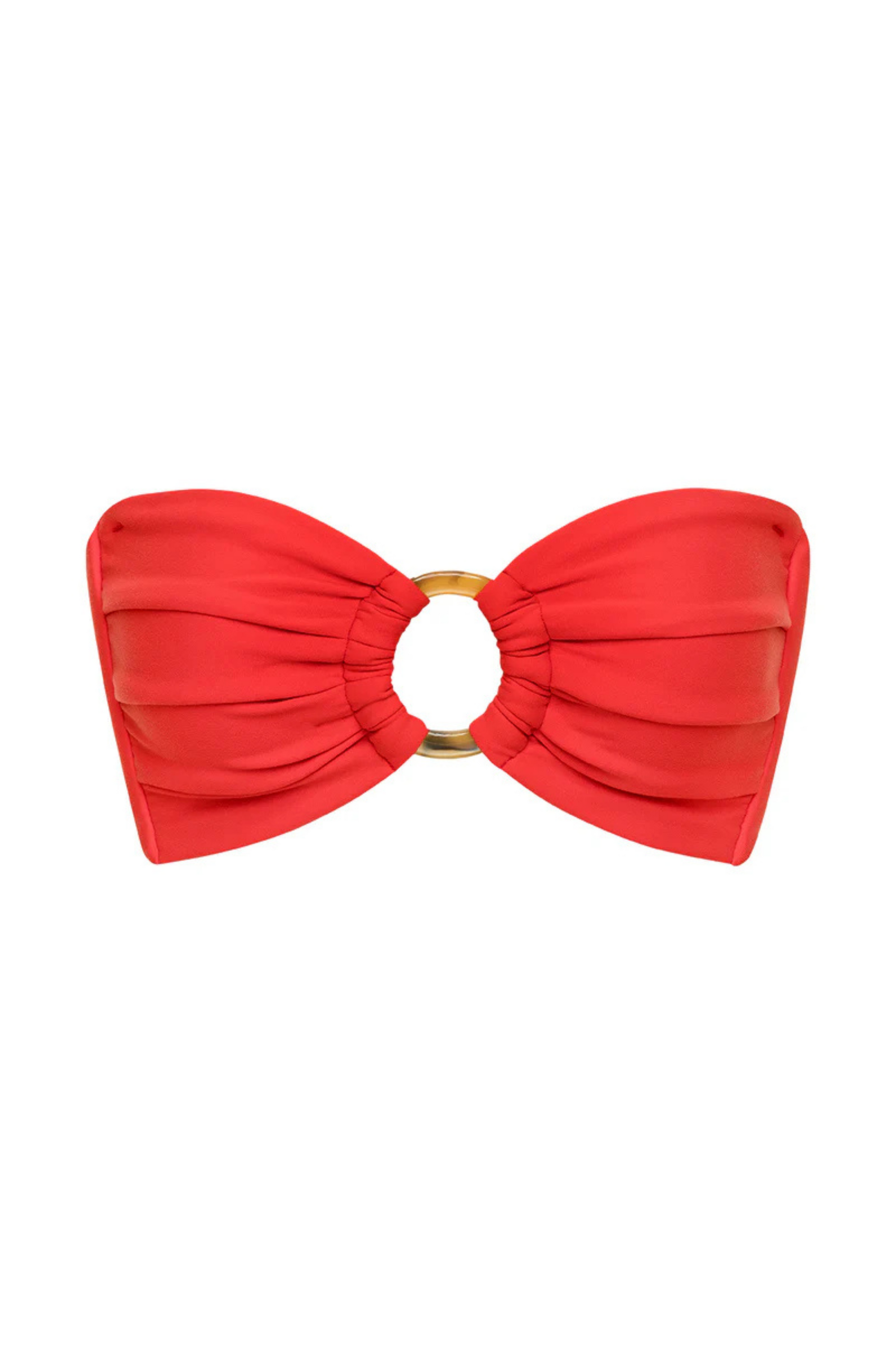 Strapless bandeau bikini top with removable tie-up straps
Adjustable back tie
Tortoise O ring
Medium Support
Side-Seam Boning for Support
Ruched Detailing
Supplex Lycra/Extra Life Nylon
red strapless bandeau bikini top
fourth of july bikini outfit