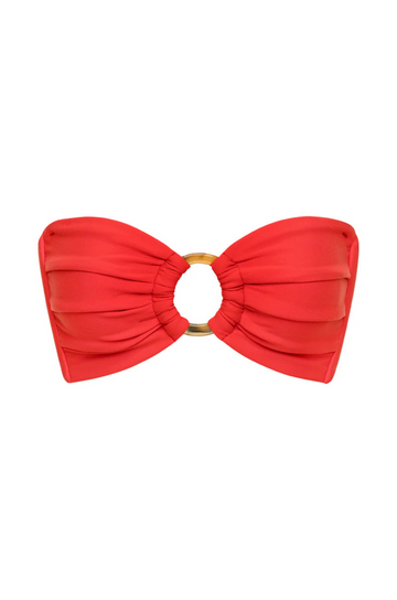 Strapless bandeau bikini top with removable tie-up straps
Adjustable back tie
Tortoise O ring
Medium Support
Side-Seam Boning for Support
Ruched Detailing
Supplex Lycra/Extra Life Nylon
red strapless bandeau bikini top
fourth of july bikini outfit