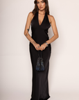 Satin halter neck maxi dress
Neck button closure
V-neckline
Side zipper closure
Lined
black maxi dress
formal maxi dress
black tie wedding guest dress
black wedding guest dress