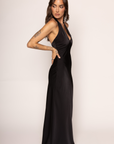 Satin halter neck maxi dress
Neck button closure
V-neckline
Side zipper closure
Lined
black maxi dress
formal maxi dress
black tie wedding guest dress
black wedding guest dress