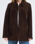 brown Genuine suede jacket
Front button down closure
Fully lined
Front chore pockets
Boxy fit
Genuine suede/Polyester
brown suede jacket
fall jacket
fall outfit
fall layering