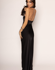 Satin halter neck maxi dress
Neck button closure
V-neckline
Side zipper closure
Lined
black maxi dress
formal maxi dress
black tie wedding guest dress
black wedding guest dress