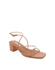 Meyli by Billini is a tan strappy low block heel.