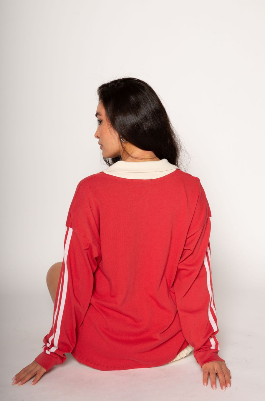 Graphic printed knit top. Collar neckline. Long sleeves. Unlined. amore graphic tee. valentines day outfit. lounge wear