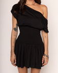 Off the shoulder mini dress
Smocked bodice
Unlined
black off the shoulder mini dress
summer dress
dress up casual dress