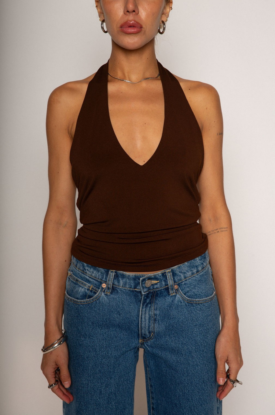 brown halter top. summer halter top. going out top