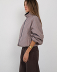 plaid windbreaker track jacket
Reversible into plaid
Lined
Zipper closure
Funnel neck
fall transition outfit