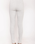 Jersey stretch split hem leggings
Button fly closure
Zipper slit hem
Unlined
light grey legging pants with inner size zipper on hem