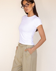 white Ribbed short sleeve top
Crewneck
Regular fit
Midweight
white tee
white tshirt