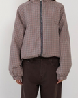 plaid windbreaker track jacket
Reversible into plaid
Lined
Zipper closure
Funnel neck
fall transition outfit
