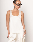 cream ivory Satin tank top
Sleeveless
U neckline
Unlined
Length: 22.5"
Polyester/Rayon