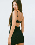 Sheer lace mini dress
Adjustable straps
Back clasp
Lined/Sheer
black lace mini dress