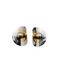Two toned curved earrings
Ball detail in center
Stainless steel
18K gold plated
Size: 23mm*32mm
Non tarnish/Lead-free