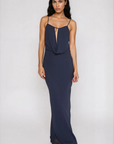 Cowl neck maxi dress
Adjustable spaghetti straps
Side zipper closure
Adjustable back tie
Lined
navy blue maxi dress
navy blue wedding guest dress