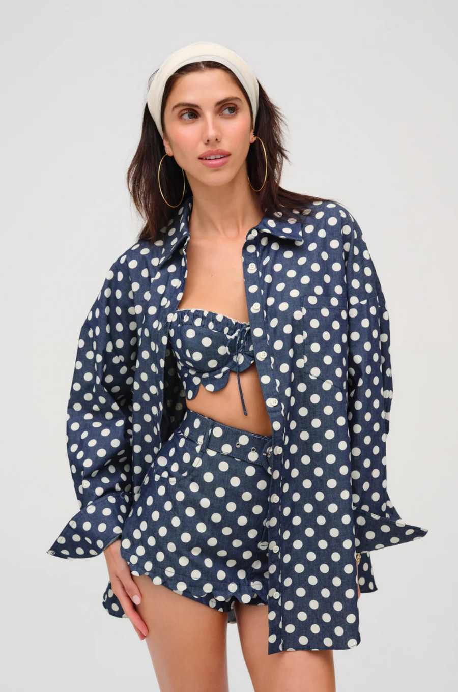 Dolly Denim Dot Skort by For Love & Lemons