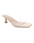 Single clear strap kitten heel
Open toe cap
Slip-on style
5.6cm kitten heel
Synthetic upper