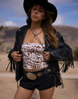 Animal printed ultra soft cropped tube top. coachella outfit. stagecoach outfit. festival outfit. 